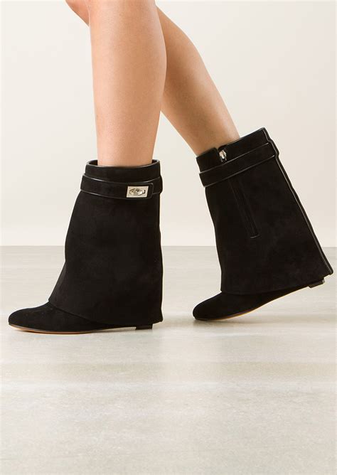 givenchy shark lock suede wedge ankle boots